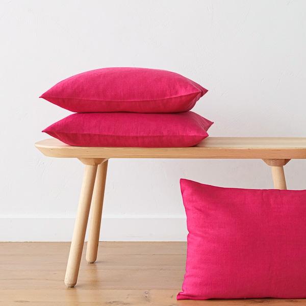 Linenme Bright Pink Linen Cushion Cover Lara