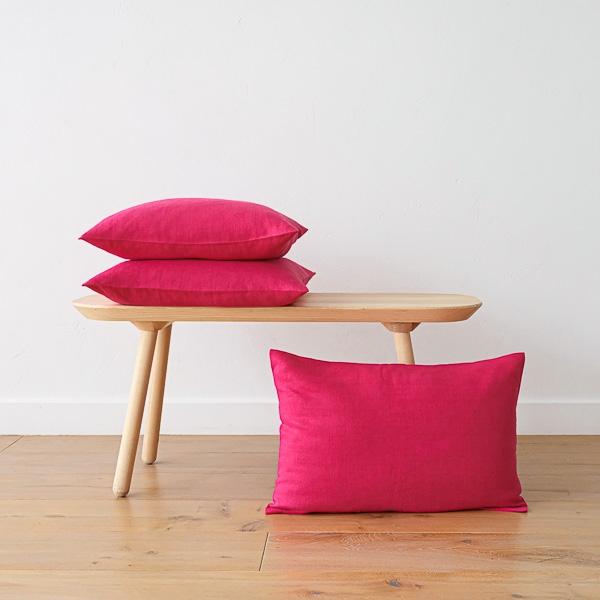 linenme Bright Pink Linen Cushion Cover Lara