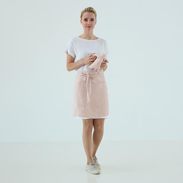 Linenme Cafe Apron Rosa Stone Washed Linen