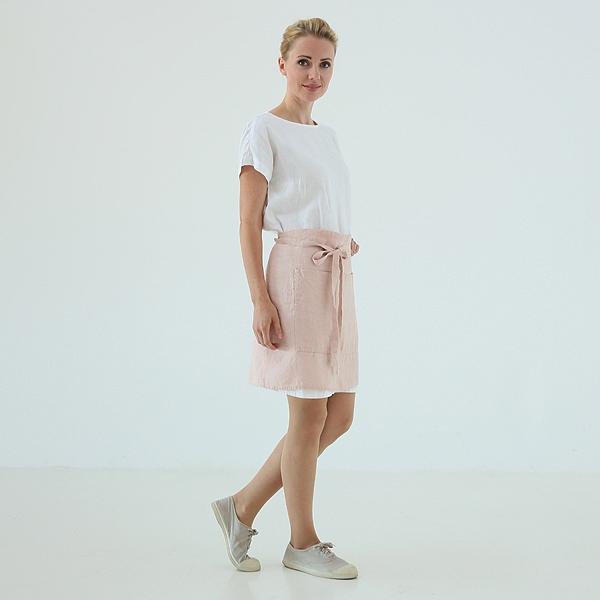 Linenme Cafe Apron Rosa Stone Washed Linen