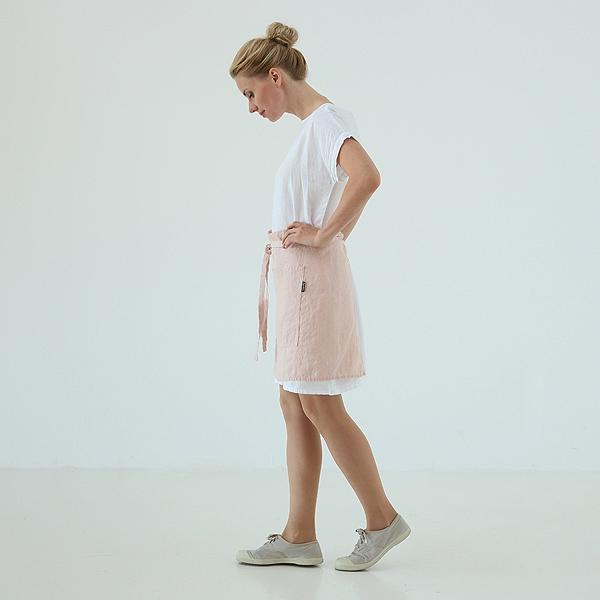 Linenme Cafe Apron Rosa Stone Washed Linen