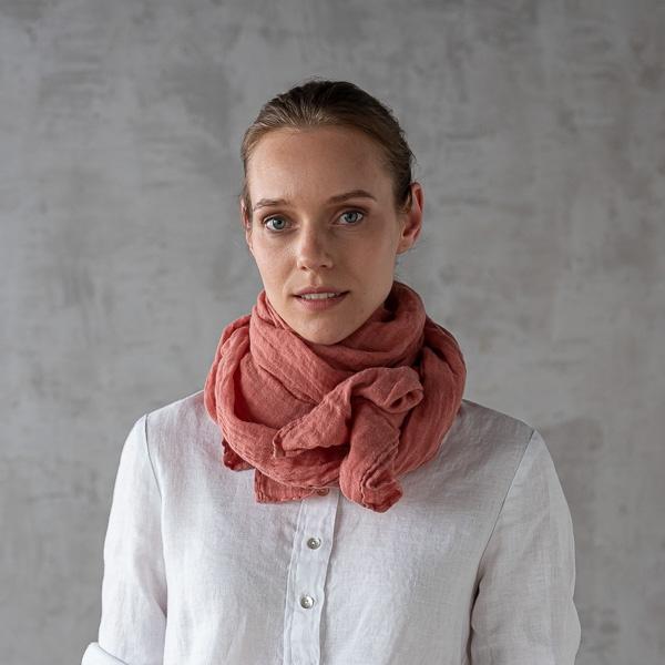 Linenme Canyon Rosa Linen Summer Scarf Garza