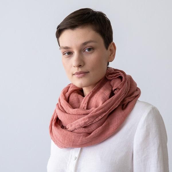 Linenme Canyon Rosa Linen Summer Scarf Garza
