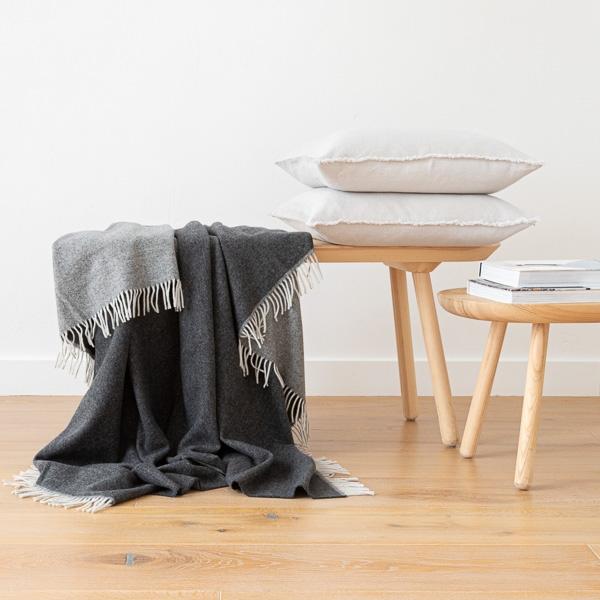 Linenme Cashmere Wool Throw Anthracite Ernesto