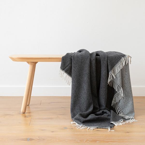 Linenme Cashmere Wool Throw Anthracite Ernesto