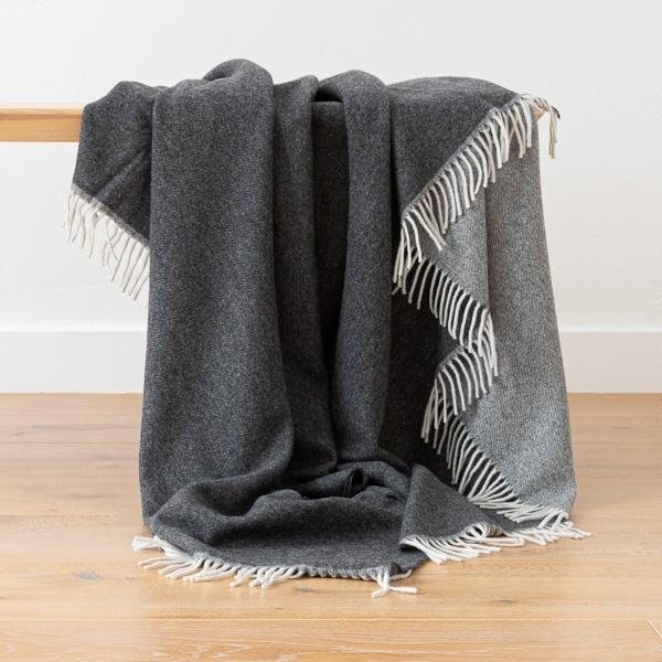 linenme Cashmere Wool Throw Anthracite Ernesto