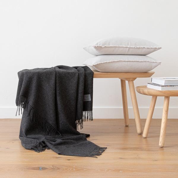 Linenme Charcoal Baby Alpaca Throw Bella