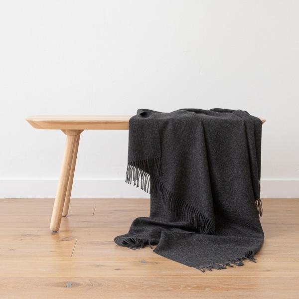 Linenme Charcoal Baby Alpaca Throw Bella