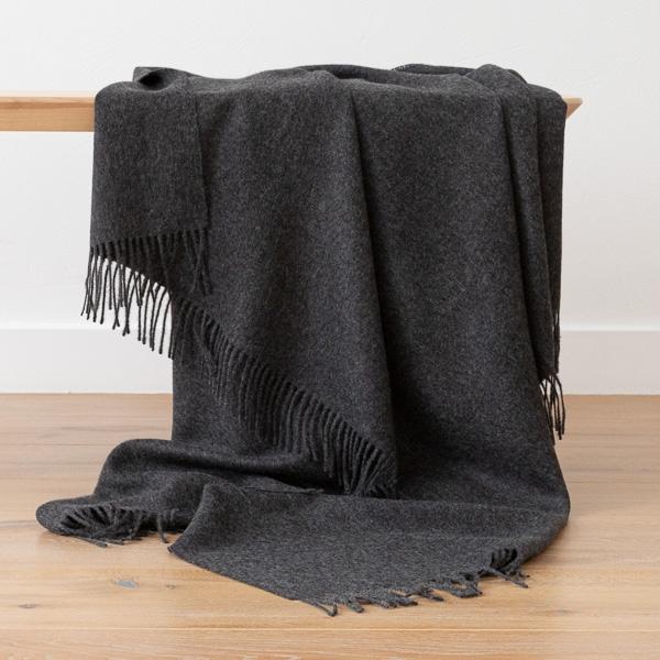 linenme Charcoal Baby Alpaca Throw Bella