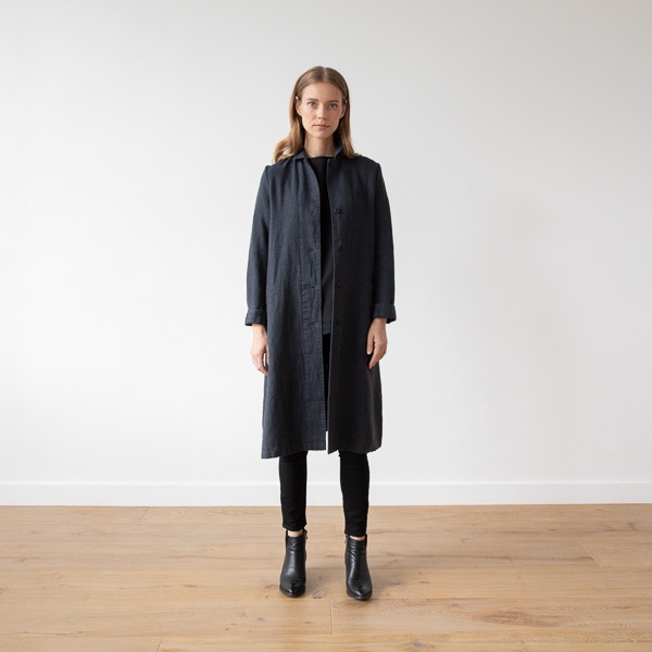 Linenme Charcoal Linen Jacket Long Fabio