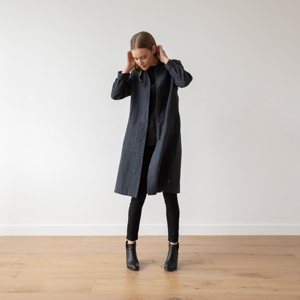 Linenme Charcoal Linen Jacket Long Fabio