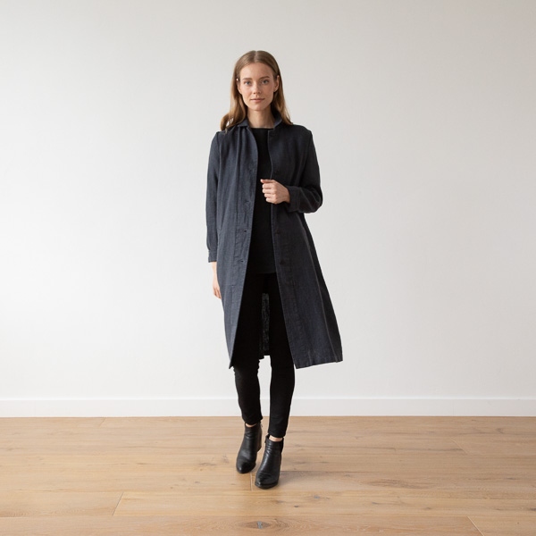 Linenme Charcoal Linen Jacket Long Fabio