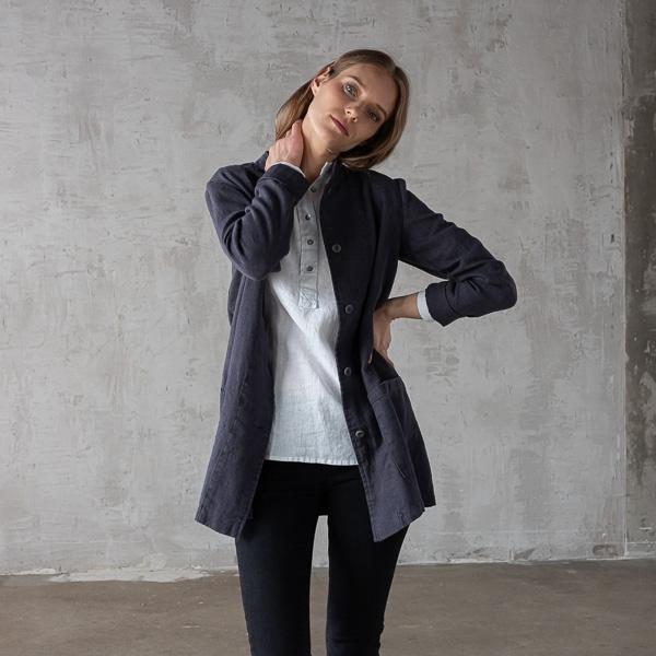 Linenme Charcoal Linen Jacket Short Paolo