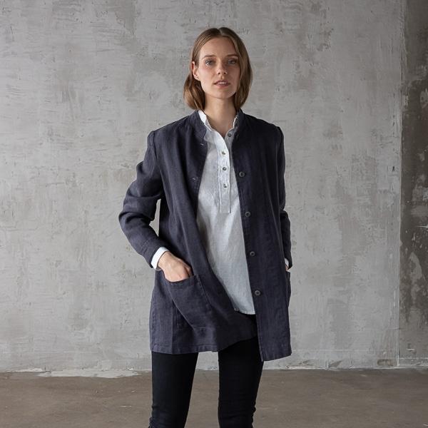Linenme Charcoal Linen Jacket Short Paolo