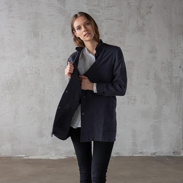 Linenme Charcoal Linen Jacket Short Paolo