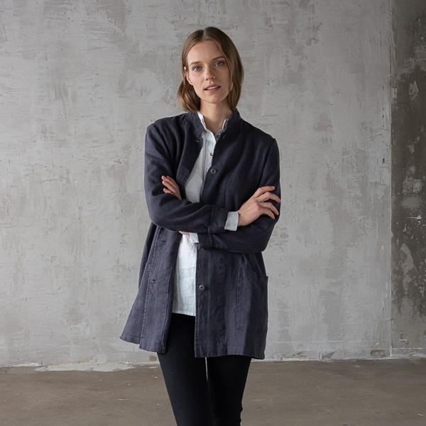 linenme Charcoal Linen Jacket Short Paolo