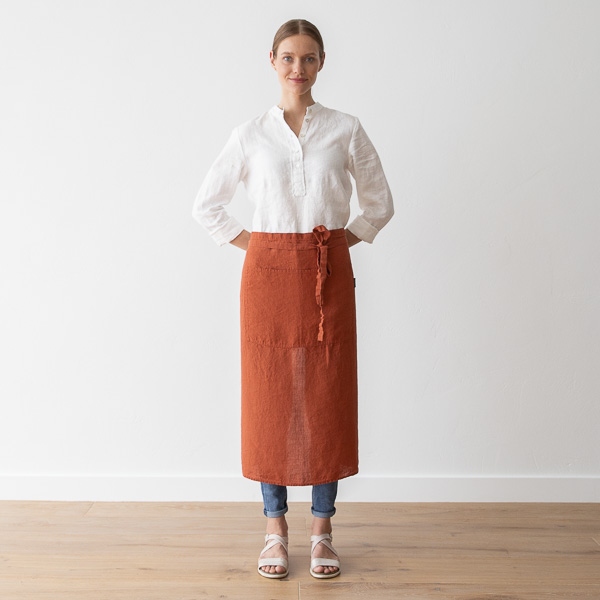 Linenme Chef's Apron Brick Stone Washed Linen