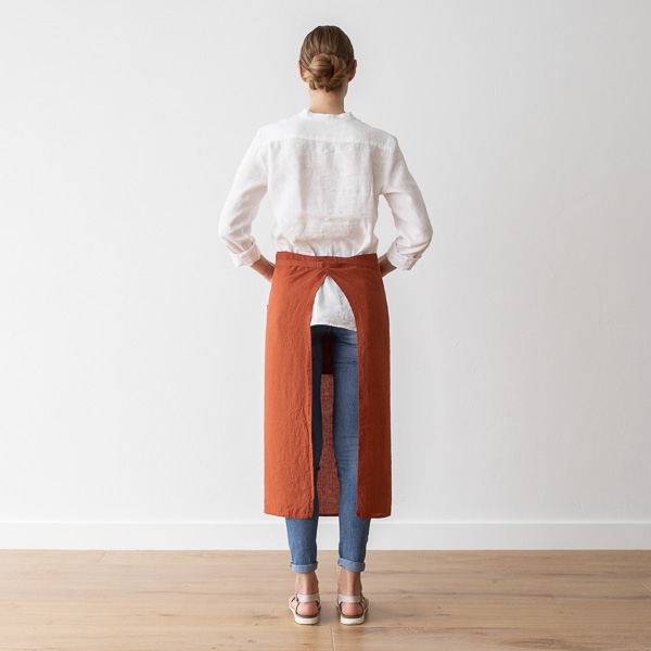 Linenme Chef's Apron Brick Stone Washed Linen
