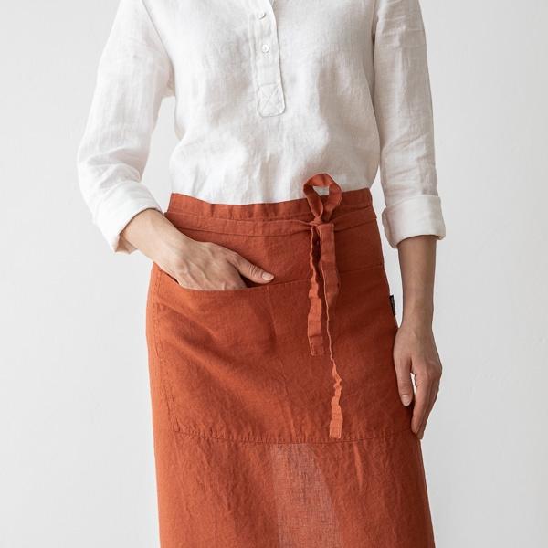 Linenme Chef's Apron Brick Stone Washed Linen