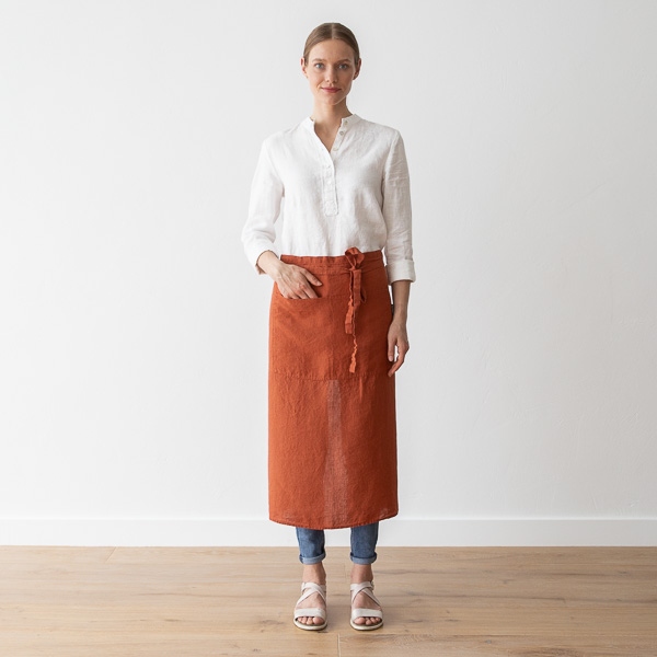 linenme Chef's Apron Brick Stone Washed Linen