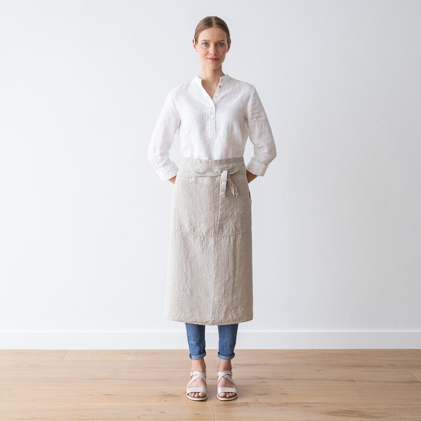 Linenme Chef's Apron Natural Stone Washed Linen