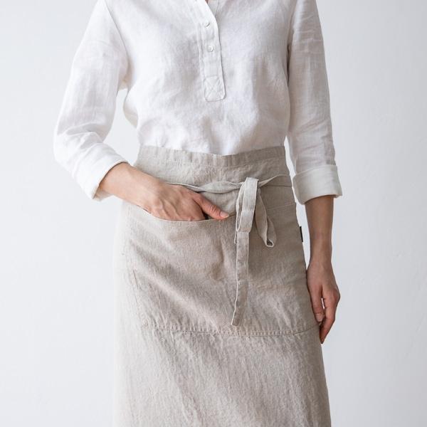 Linenme Chef's Apron Natural Stone Washed Linen