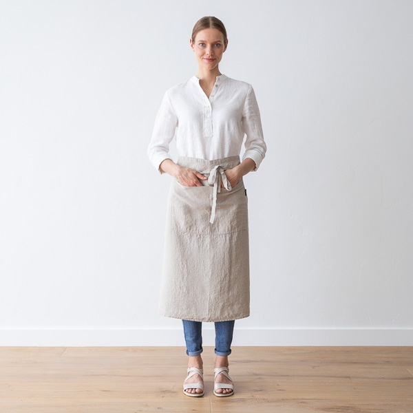 linenme Chef's Apron Natural Stone Washed Linen
