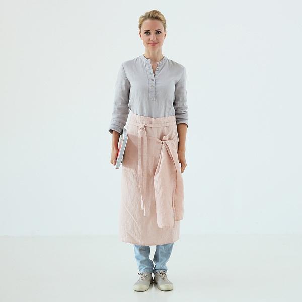 linenme Chef's Apron Rosa Stone Washed Linen