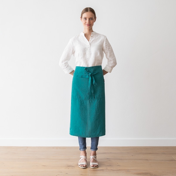 Linenme Chef's Apron Sapphire Stone Washed Linen