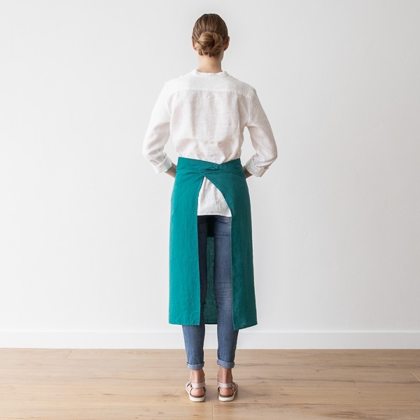 Linenme Chef's Apron Sapphire Stone Washed Linen