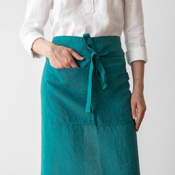 Linenme Chef's Apron Sapphire Stone Washed Linen