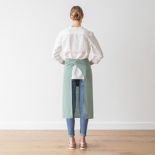 Linenme Chef's Apron Spa Green Stone Washed Linen