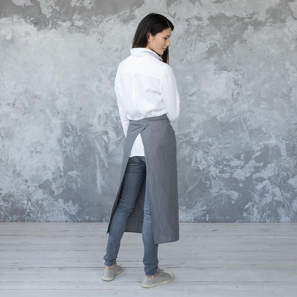 Linenme Chef's Apron Steel Grey Stone Washed Linen