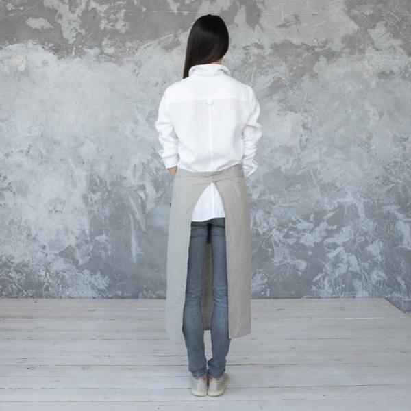 Linenme Chef's Apron Taupe Stone Washed Linen