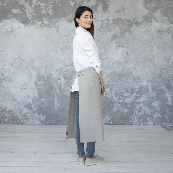 Linenme Chef's Apron Taupe Stone Washed Linen