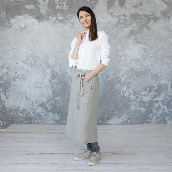 Linenme Chef's Apron Taupe Stone Washed Linen