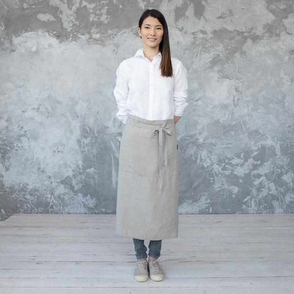 linenme Chef's Apron Taupe Stone Washed Linen