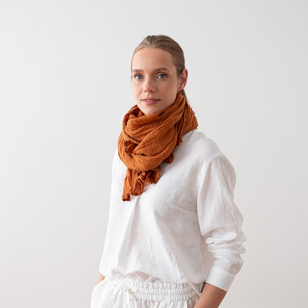 Linenme Cinamon Linen Summer Scarf Garza