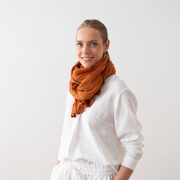 Linenme Cinamon Linen Summer Scarf Garza
