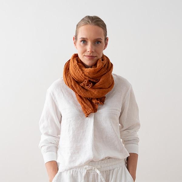 linenme Cinamon Linen Summer Scarf Garza