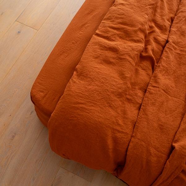Linenme Cinnamon Linen Fitted Sheet Stone Washed