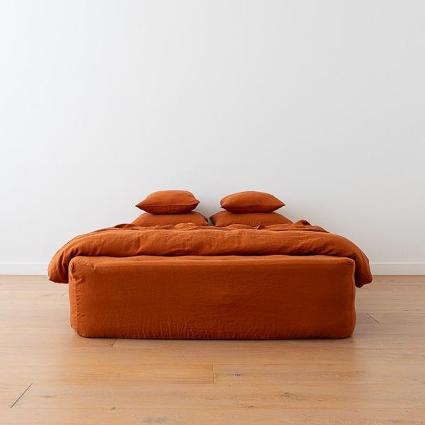 linenme Cinnamon Linen Fitted Sheet Stone Washed