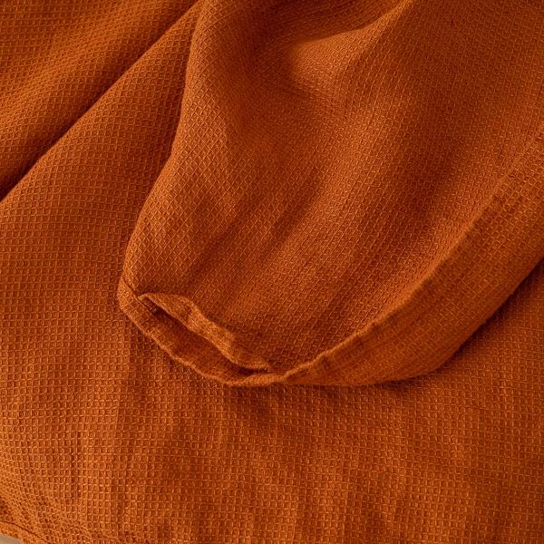Linenme Cinnamon Linen Waffle Bath Towel Washed