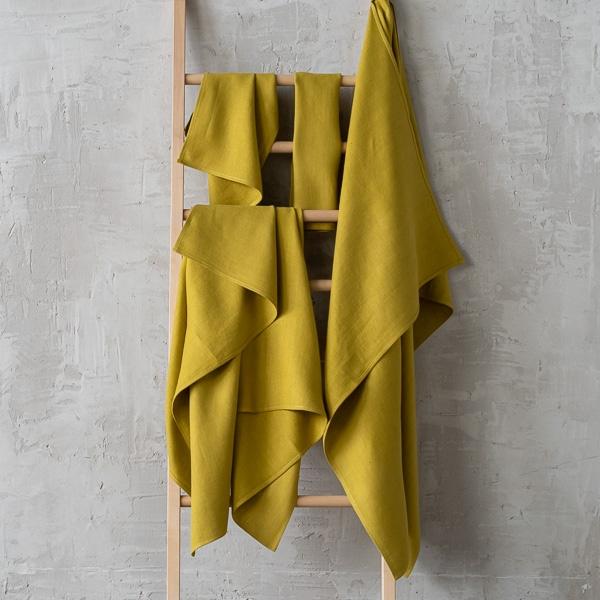 Linenme Citrine Linen Bath Towels Set Lara