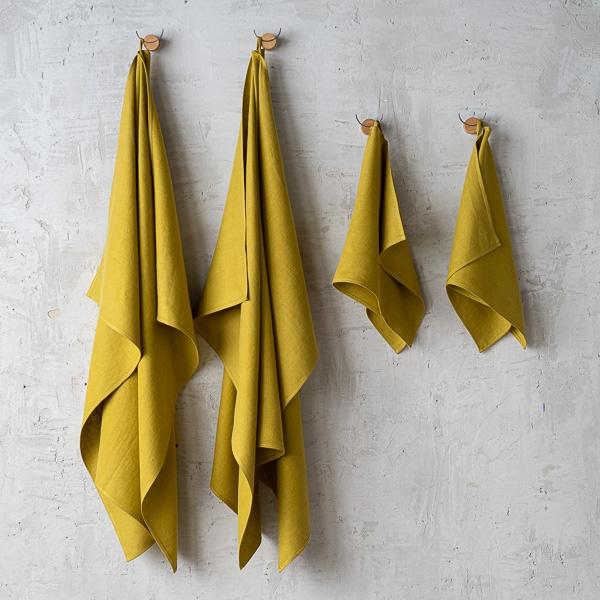 linenme Citrine Linen Bath Towels Set Lara