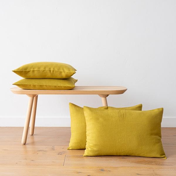 linenme Citrine Linen Cushion Cover Lara