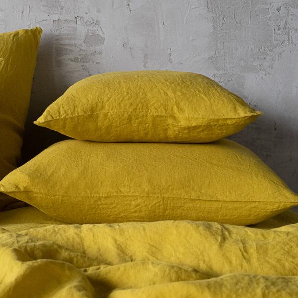 Linenme Citrine Stone Washed Bed Linen Pillow Case