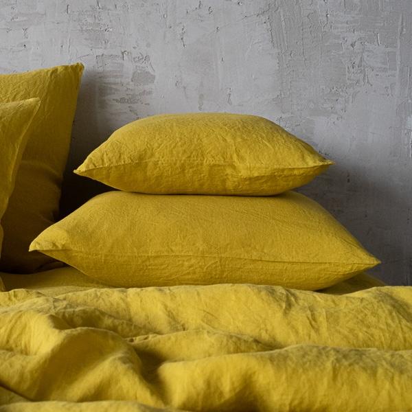 linenme Citrine Stone Washed Bed Linen Pillow Case
