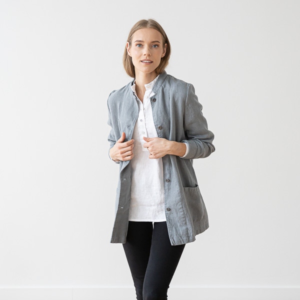 Linenme Cool Grey Linen Jacket Short Paolo