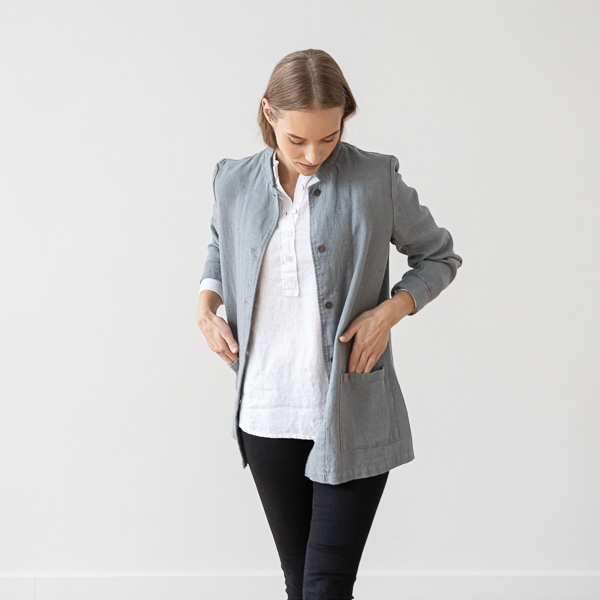 Linenme Cool Grey Linen Jacket Short Paolo